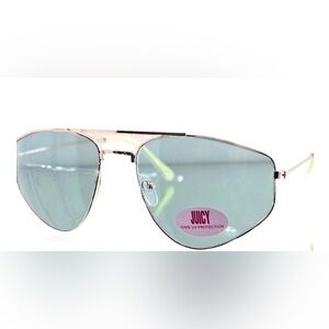 Juicy Couture zillion gold rim blue lenses geometric shape wire frame sunglasses